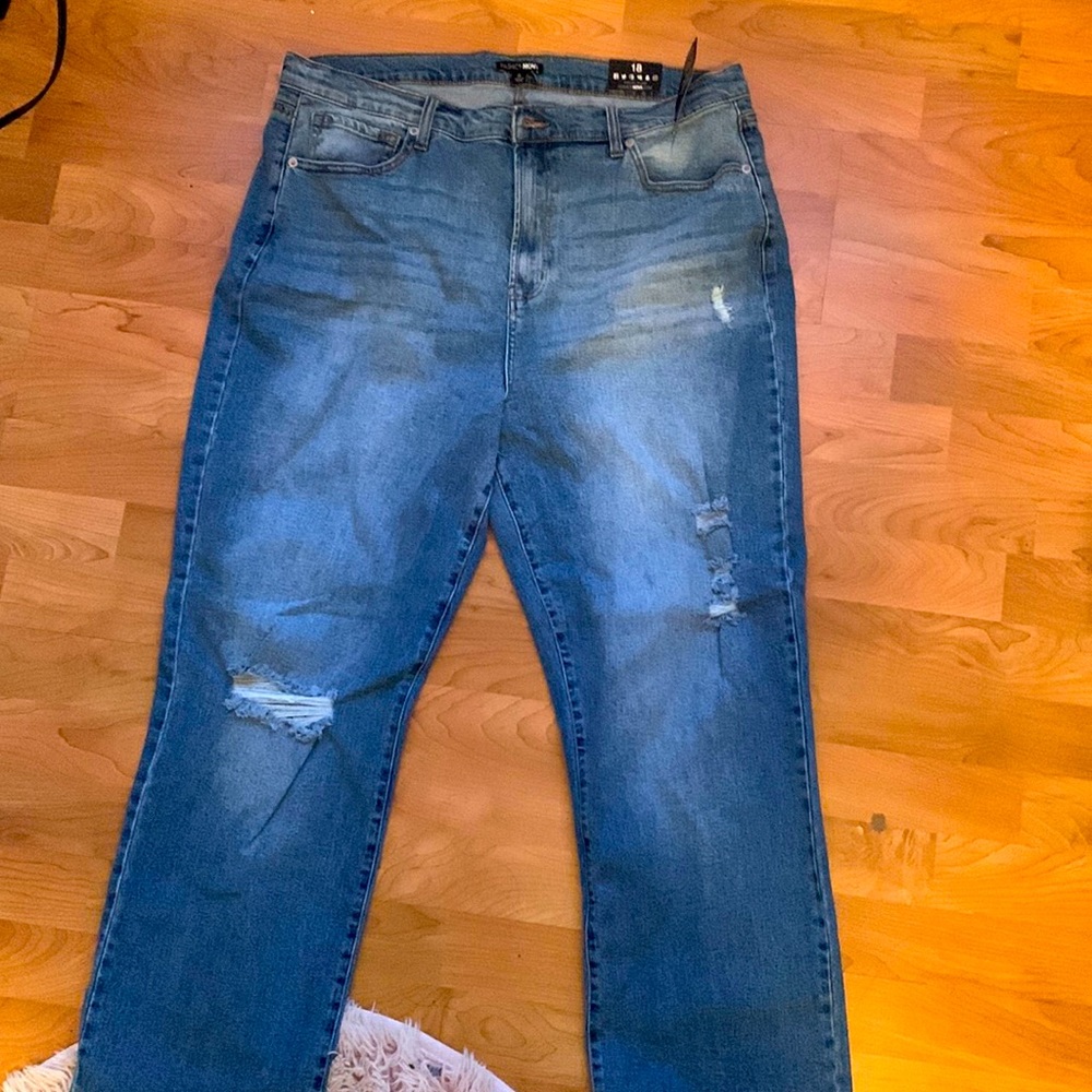 Fashion Nova slim straight jeans medium blue wash 18